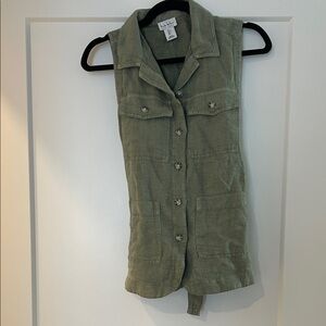 Nicole Miller Sage Green Sleeveless Vest